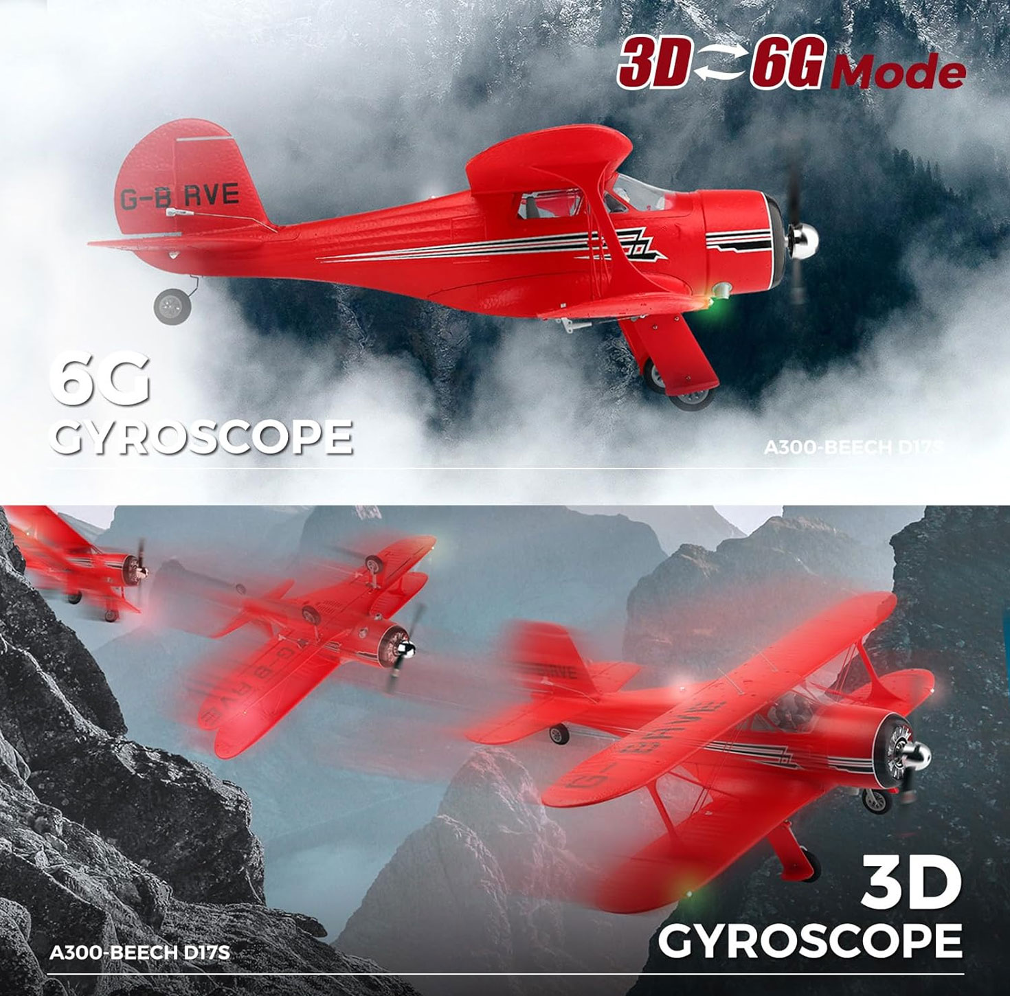 WLtoys A300 Red RC Airplane – 4 Channel Brushless, 6G/3D Mode, Ready to Fly with 2 Batteries thumbnail 3