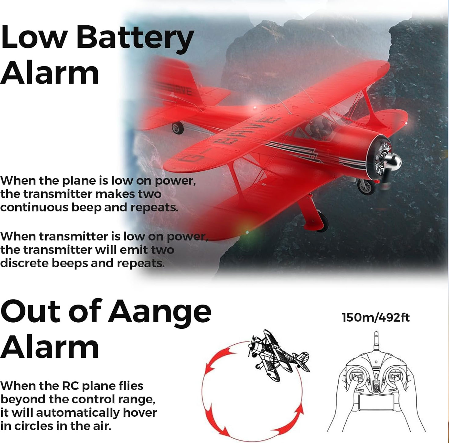 WLtoys A300 Red RC Airplane – 4 Channel Brushless, 6G/3D Mode, Ready to Fly with 2 Batteries thumbnail 4
