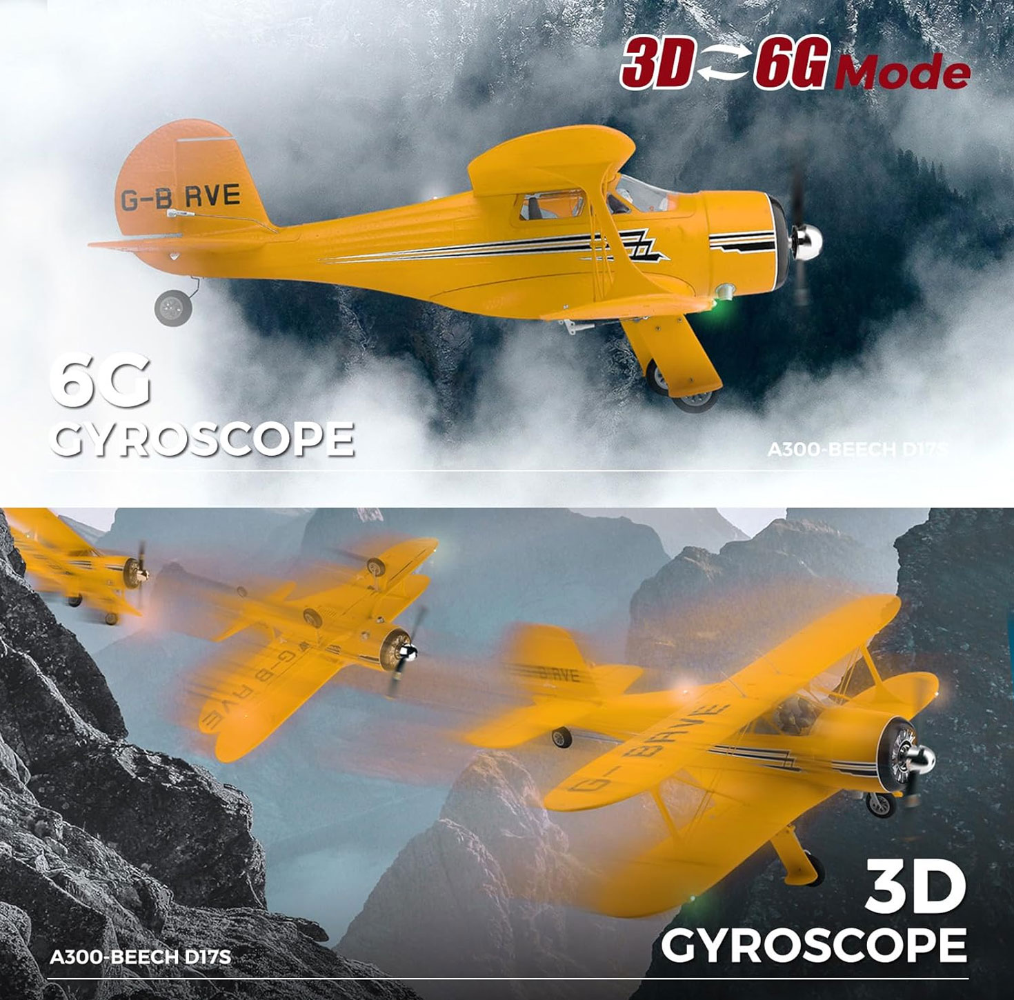 WLtoys A300 Yellow RC Airplane – 4 Channel Brushless, 6G/3D Mode, Ready to Fly with 2 Batteries thumbnail 3