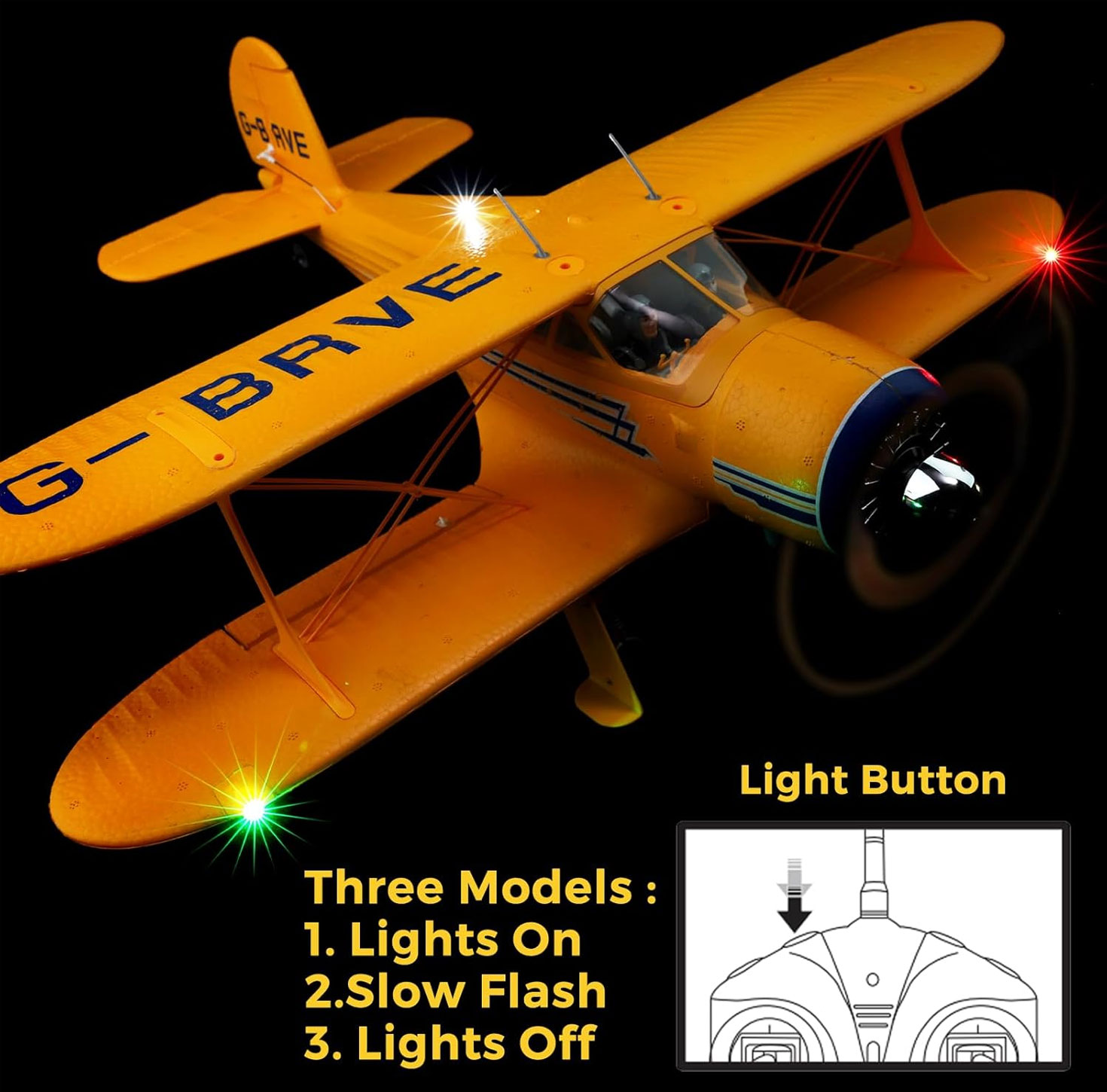 WLtoys A300 Yellow RC Airplane – 4 Channel Brushless, 6G/3D Mode, Ready to Fly with 2 Batteries thumbnail 5